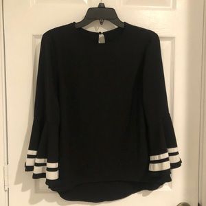 Sophisticated butterfly sleeve black blouse